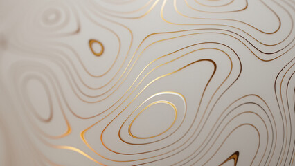 Elegant marble surface with wavy gold streaks. Abstract background close up. Digital 3D rendering.