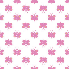 Seamless vector pattern with cute butterflies. Decorative background in modern style. Trendy texture for design. 