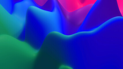 3d render. abstract fantastic background, liquid gradient of paint with internal glow forms hills or peaks like landscape in subsurface scattering material, mat color transitions. Purle blue