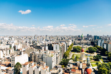 Vista del Congreso nacional y la ciudad  de Buenos aires, Argentina.
