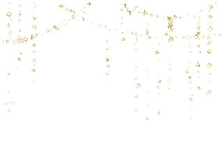 Memphis style geometric confetti background with triangle, circle, square, zigzag and wavy line