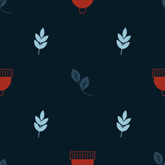 Fototapeta premium Set Winter hat, Leaf and on seamless pattern. Vector