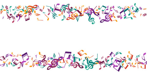 Musical note icons vector pattern. Audio