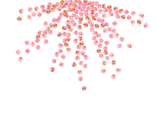 Rose gold spangles confetti placer vector composition. International Women's Day March 8th card background. Metallic shiny foil elements party decor. Confetti for Mother's day.