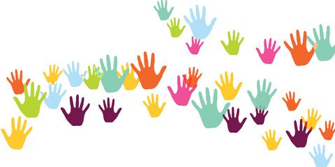 Abstract kids handprints nursery games concept background design. Kid
