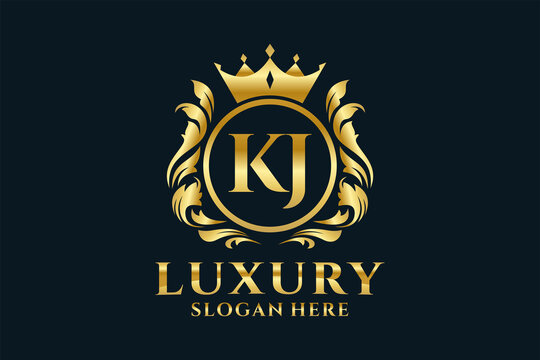 Initial KJ Letter Royal Luxury Logo template in vector art for luxurious branding projects and other vector illustration.