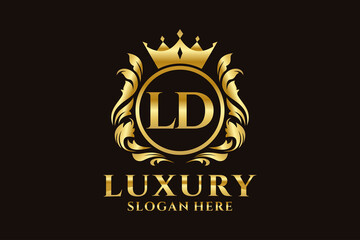 Initial LD Letter Royal Luxury Logo template in vector art for luxurious branding projects and other vector illustration.