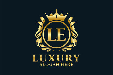 Initial LE Letter Royal Luxury Logo template in vector art for luxurious branding projects and other vector illustration. - obrazy, fototapety, plakaty