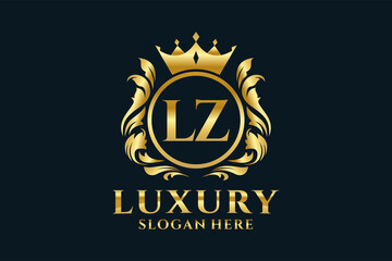 Initial LZ Letter Royal Luxury Logo template in vector art for luxurious branding projects and other vector illustration. - obrazy, fototapety, plakaty