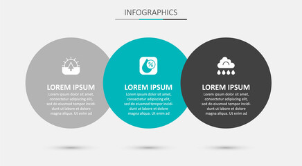 Set Water drop percentage, Sunrise and Cloud with rain. Business infographic template. Vector