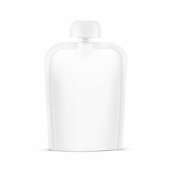 Food pouch bag mockup with round safety cap. Vector illustration isolated on white background. Can be use for template your design, presentation, promo, ad. EPS10.	