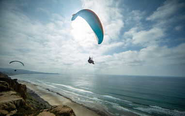 Hang gliders over San Diego, California.
