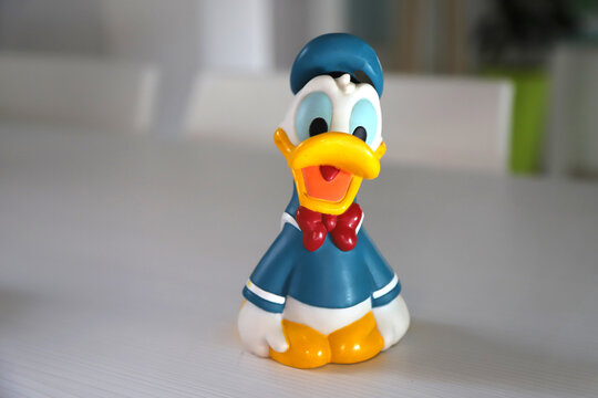 Donald duck. Cartoon characters from Walt Disney Pictures Studios. Classic cartoon. Isolated white. Toys for children. Mickey Mouse's friend. Daisy Duck's boyfriend.