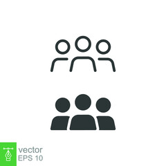 People glyph and line icon, persons solid and outline vector illustration, group linear pictogram isolated on black. EPS 10