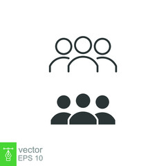 People glyph and line icon, persons solid and outline vector illustration, group linear pictogram isolated on black. EPS 10