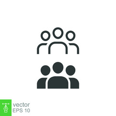 People glyph and line icon, persons solid and outline vector illustration, group linear pictogram isolated on black. EPS 10