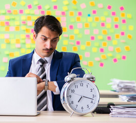 Businessman with many conflicting priorities in time management