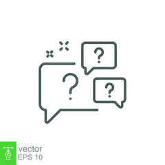 Question bubbles line icon. Ask help sign. Faq questionnaire symbol. Quality design element. Line style question bubbles icon. Vector EPS 10