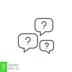 Question bubbles line icon. Ask help sign. Faq questionnaire symbol. Quality design element. Line style question bubbles icon. Vector EPS 10