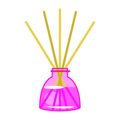 Reed diffuser on white background