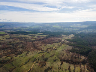 Aerial view of Sakar Mountain, Bulgaria