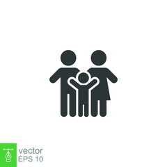 Parent and child icon. Simple solid style. People, kid, symbol, member, insurance, mother, son, father, generation, person, family love concept. Vector illustration isolated on white background EPS 10