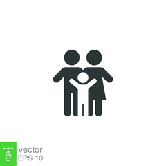 Parent and child icon. Simple solid style. People, kid, symbol, member, insurance, mother, son, father, generation, person, family love concept. Vector illustration isolated on white background EPS 10