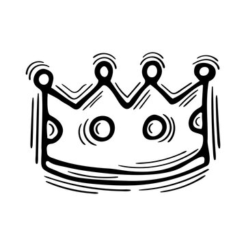 Hand drawn crown. Royal tiara. Sketch style. Doodle icon