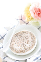 Homemade tapioca and coconut milk jelly for Asian dessert image