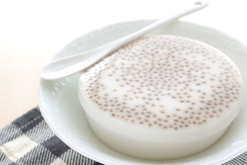 Homemade tapioca and coconut milk jelly for Asian dessert image