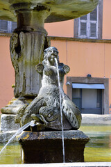 large fountain cathedral square Tuscania Italy