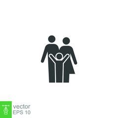 Parent and child icon. Simple solid style. People, kid, symbol, member, insurance, mother, son, father, generation, person, family love concept. Vector illustration isolated on white background EPS 10