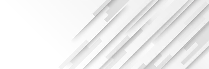 Obraz premium Technology banner design with white and grey arrows. Abstract geometric vector background. White abstract modern background design.