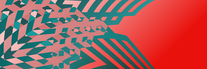 Abstract lines pattern technology on red gradients background. Vector abstract graphic design banner pattern background template.