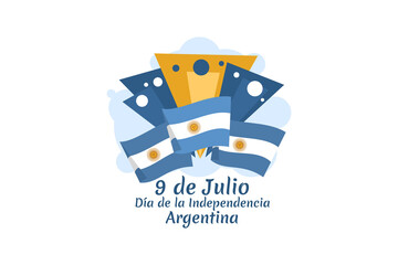 Translate: July 9, Independence day of Argentina vector illustration. Suitable for greeting card, poster and banner 