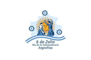 Translate: July 9, Independence day of Argentina vector illustration. Suitable for greeting card, poster and banner 