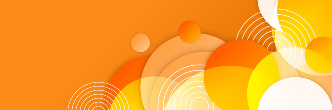 Orange abstract banner background. Abstract modern orange yellow white banner background gradient color. Yellow and orange gradient with circle halftone pattern curve wave decoration.
