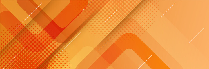 Orange abstract banner background. Abstract modern orange yellow white banner background gradient color. Yellow and orange gradient with circle halftone pattern curve wave decoration.