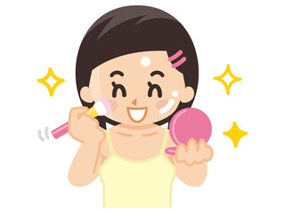 チークを塗る女性　美容　ビューティー　化粧　メイク