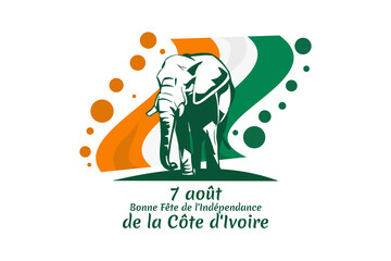 translation: August 7, Independence day of Côte d'Ivoire. vector illustration. Suitable for greeting card, poster and banner.