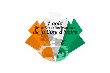 translation: August 7, Independence day of Côte d'Ivoire. vector illustration. Suitable for greeting card, poster and banner.