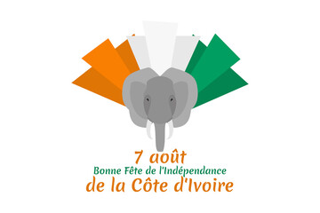 translation: August 7, Independence day of Côte d'Ivoire. vector illustration. Suitable for greeting card, poster and banner.