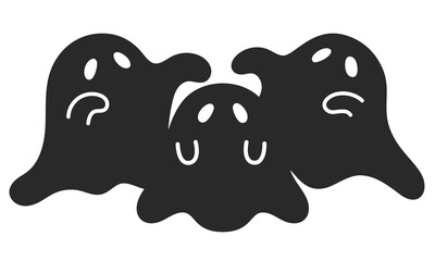 ハロウィンなどで使える、オバケ兄弟のかわいいシルエットイラスト