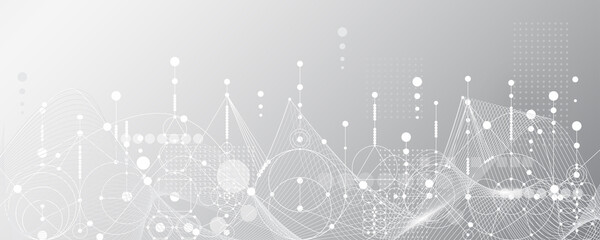 Grey white Abstract technology background, Hi tech digital connect, communication, high technology concept, science background