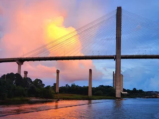 Foto auf Alu-Dibond bridge at sunset © A. Mishea