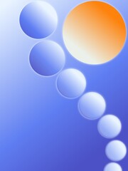 abstract illustration blue gradient background with bubbles surrounding the circle