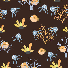 seamless pattern with cute sea animals