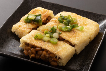 あぶらあげの納豆包み焼き