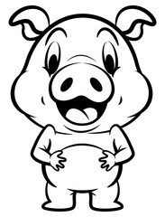 Cartoon illustration of Funny Piglets standing and laugh, best for sticker, mascot, and coloring book with animal farm themes for kids