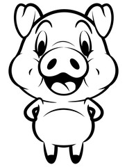 Cartoon illustration of Funny Piglets standing and smile, best for sticker, mascot, and coloring book for kids